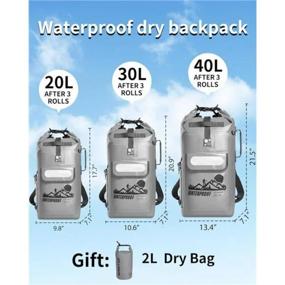 Dry Bag Backpack Waterproof Floating 20L/30L/40L, Dry Bags Waterproof Backpack